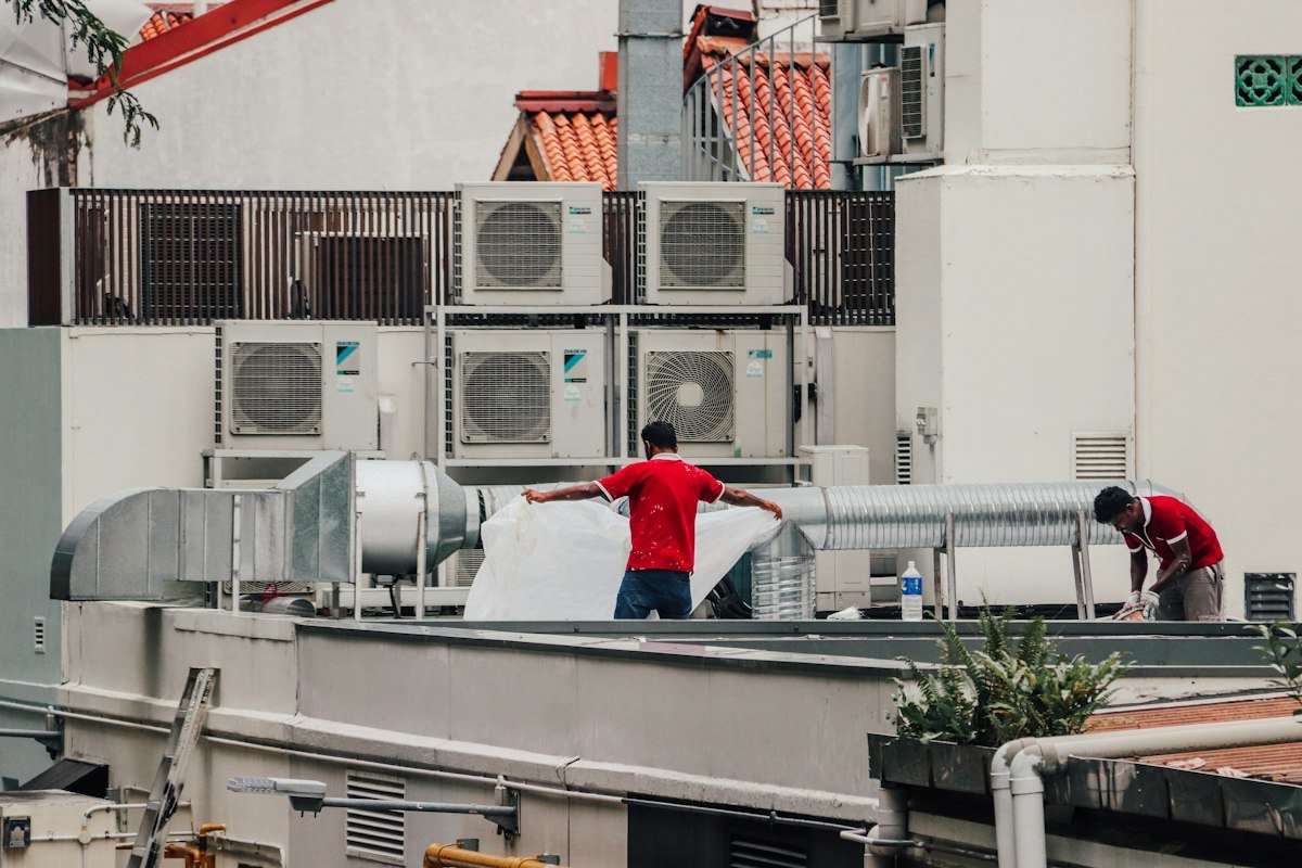 Technicians on a rooftop
