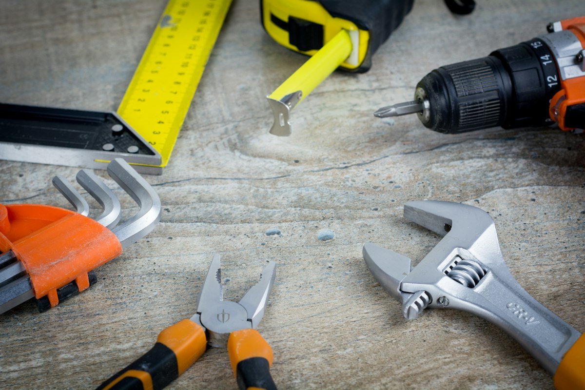 Hand tools on a table